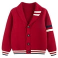 thumbnail image 1 of Krdevn Boys' Varsity Cardigan Sweater Striped Shawl Collar Coat Size:14-15 Years, 1 of 4