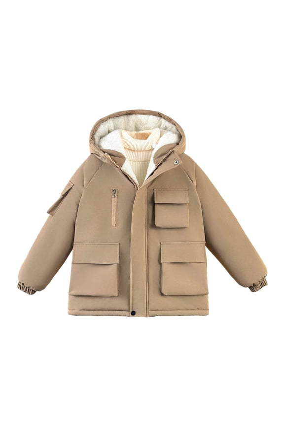 Boys Winter Lined Jacket Warm Thickened Coat Windproof Cold Weather Outerwear for Toddler Youth,Kids Clothing,11-14 Years