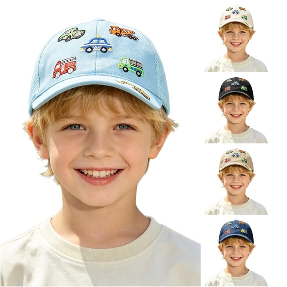Krdevn Car Truck Taxi Embroidered Kids Mesh Baseball Cap Breathable Outdoor Sun Hat for Toddler Boys Girls