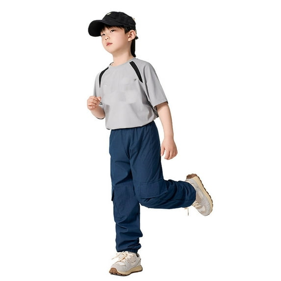 Krdevn Cargo Pants for Girls Boys Cargo Jogger Pants Casual Girl's Elastic Waist Cargo Pants with Pockets,10-11 Years
