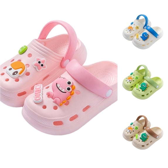 Krdevn Cartoon Decorated Wearable Clogs Round Toe Flat Heel Casual Sandals (Toddler, Big Girls),8.5-9 Years