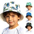 thumbnail image 1 of Krdevn Cartoon Excavator Print Reversible Kids Wide Brim Sun Hat Lightweight Breathable Beach Cap for Boys Girls, 1 of 5
