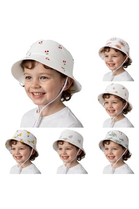 Krdevn Cherry Embroidery Kids Wide Brim Fisherman Sun Hat Adjustable Chin Cord Lightweight Breathable Outdoor for Toddler Boys Girls