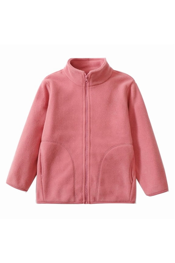 Children's Jacket Solid Color Stand Up Collar Zipper Shirt for Autumn and Winter Children's School Warm Boys' and Girls' Top,Fall Clothes,Size:18-24 Months