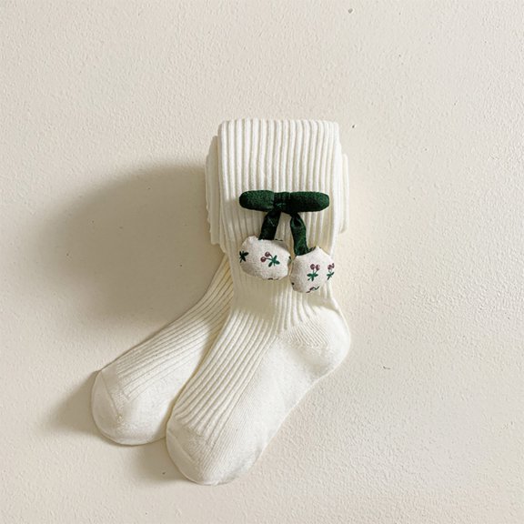 Krdevn Children's Pants and Autumn Style Light Weight Girls' Color Cherry Knit Base Pants with Matching Tights Solid Colored Knitted Baby Pants,6-8 Years