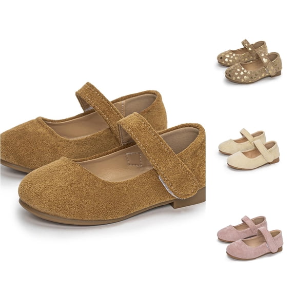 Krdevn Classic Mary Jane Dress Shoes Round Toe Flat Heel Adjustable Top Strap Daily Party School Casual Footwear (Toddler, Big Girls),9-10 Years