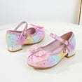 thumbnail image 1 of Krdevn Closed Toe Low Block Heel Ankle Strap Glitter Rhinestone Bow Dress Party Sandals (Little Girls, Big Girls),12, 1 of 4