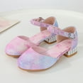 thumbnail image 1 of Krdevn Closed Toe Low Block Heel Ankle Strap Glitter Rhinestone Bow Dress Party Sandals (Little Girls, Big Girls),2.5, 1 of 8