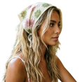 thumbnail image 1 of Krdevn Crochet Triangle Headscarf, Women Vintage Knit Head Wrap, Floral Kerchief Hair Accessory for Travel & Daily Wear, 1 of 4