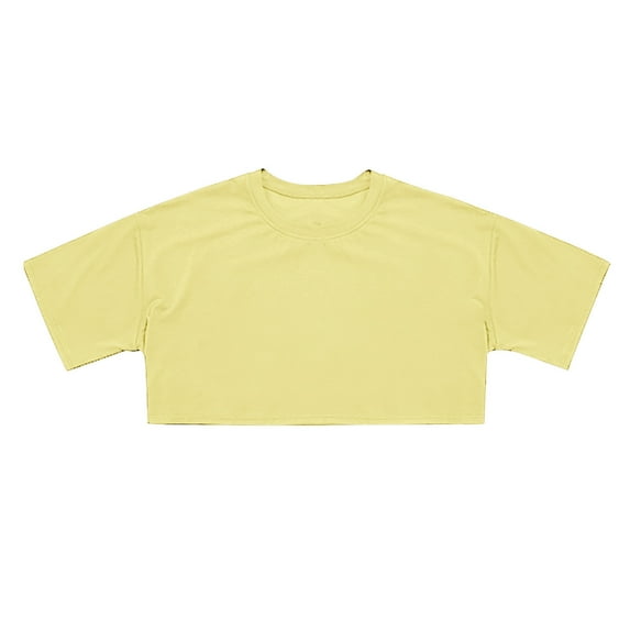 Krdevn Crop Tops for Girls Short Sleeve Shirt Girls Tops Neck Slim Fit Tops Basic Tee,12-13 Years