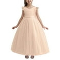 thumbnail image 1 of Krdevn Elegant Long Girls Formal Dress with Bow and Beaded for Birthday Party Pageant Gown,Size:7-8 Years, 1 of 6