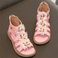 thumbnail image 1 of Krdevn Floral High Top Strappy Sandals with Back Zipper, Low Block Heel Open Toe (Little Girls,Big Girls),4-4.5 Years, 1 of 4