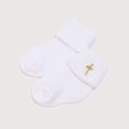 thumbnail image 1 of Krdevn Foldover Top Thread Detail Crew Socks, Baptism Style Breathable Blend Socks for Formal Events (Baby),0-1 Years, 1 of 3