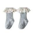 thumbnail image 1 of Krdevn Fuzzy Socks,Toddler Mid Calf Socks with Ruffle Edge for Autumn Baby Walking Socks for Girls,Size:0-1 Years, 1 of 3