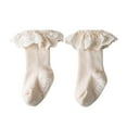 thumbnail image 1 of Krdevn Fuzzy Socks,Toddler Mid Calf Socks with Ruffle Edge for Autumn Baby Walking Socks for Girls,Size:1-2 Years, 1 of 3