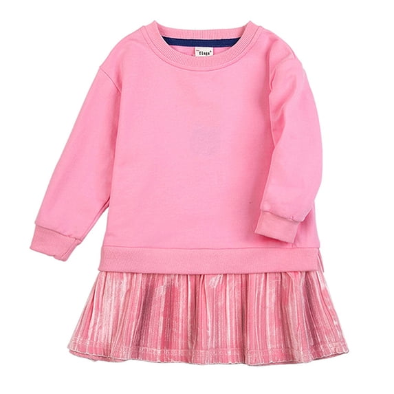 Krdevn Girl's Solid Color Dress Sweater Cute Casual Dress,12-18 Months