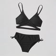 thumbnail image 1 of Krdevn Girls 2 Piece Bikini Set, Solid Crisscross Spaghetti Strap Top with Side Tie Bottoms for Beach Pool Summer,8-9 Years, 1 of 3