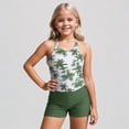 thumbnail image 1 of Krdevn Girls 2 Piece Tankini Swimsuit Set, Tree Print Racerback Top with Side Tie and Swim Shorts for Beach Pool Summer,7-8 Years, 1 of 5