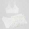 thumbnail image 1 of Krdevn Girls 3-Piece Swimsuit Set Wrap V-Neck Bikini Top High-Cut Bottoms Leaf Print Ruffle Cover Up Skirt Beach Swimwear,16-17 Years, 1 of 9