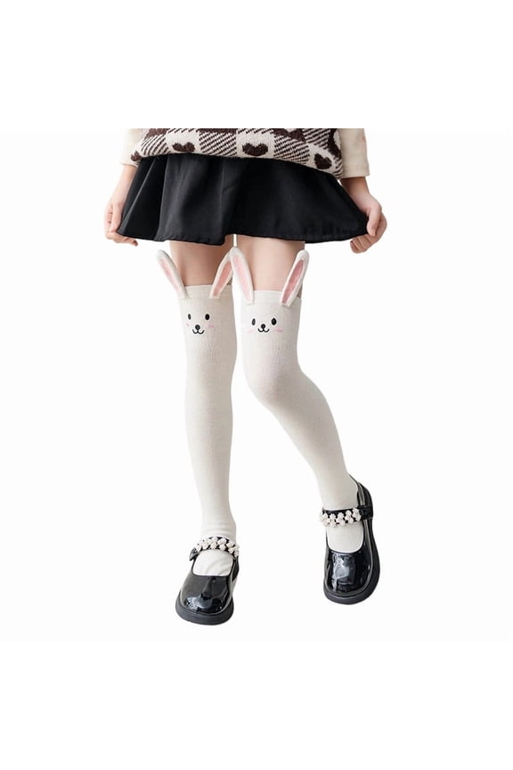Krdevn Girls 3D Plush Panda Over The Knee Socks Cute Cartoon Thigh High Stockings for Kids Dress Outfit Size:One Size