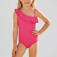 thumbnail image 1 of Krdevn Girls Athletic One-Piece Swimsuit, Solid Color Ruffle Shoulder Design, UPF 50+ Sun Protection Summer Beach Pool Bathing Suit,3-4 Years, 1 of 5