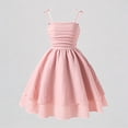 thumbnail image 1 of Krdevn Girls' Black Bow Strap Ruched Bustier Dress Sweet Sleeveless Tiered Flared Mini Dress,8 Years, 1 of 4