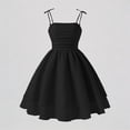 thumbnail image 1 of Krdevn Girls' Black Bow Strap Ruched Bustier Dress Sweet Sleeveless Tiered Flared Mini Dress,8 Years, 1 of 9