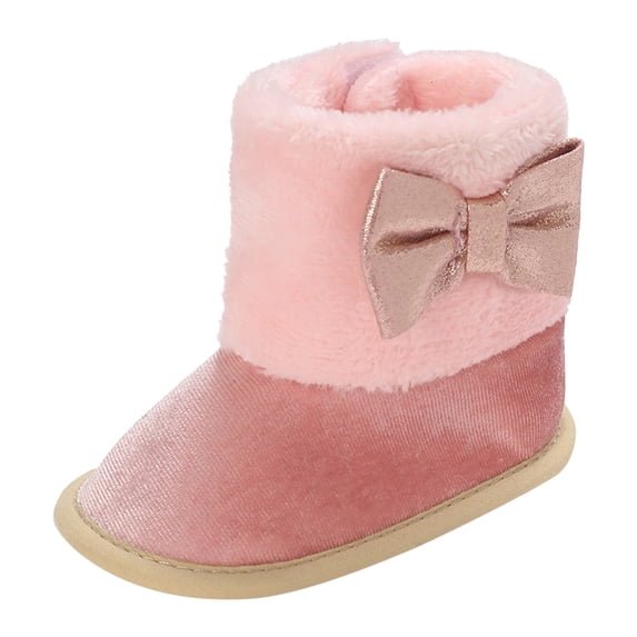 Krdevn Girls Boots - Baby Boots Pattern Cute Bow Decoration Thickened Warm Comfortable Non Shoes -Toddler Boots,Cowgirl Boots,Color:RD2,Size:0-6 Months