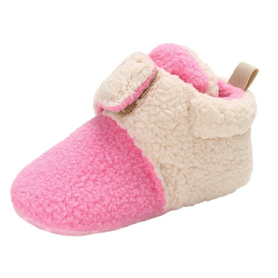 Krdevn Girls Boots - Baby Booties Warm Slippers Toddler Winter Boots with Non Bottom -Toddler Boots,Cowgirl Boots,Color:Hot Pink,Size:0-6 Months