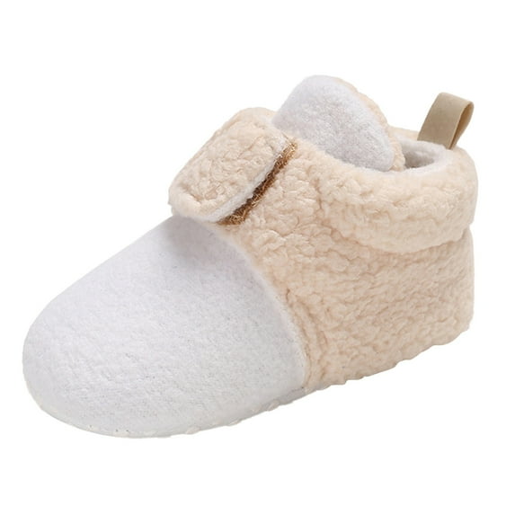 Krdevn Girls Boots - Baby Booties Warm Slippers Toddler Winter Boots with Non Bottom -Toddler Boots,Cowgirl Boots,Color:White,Size:12-18 Months