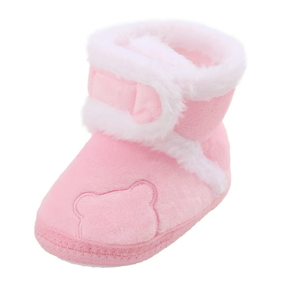 Krdevn Girls Boots - Baby Shoes Flat Warm Cotton Boots Bag Soft Sole Toddler Booties -Toddler Boots,Cowgirl Boots,Color:Pink,Size:12-15 Months