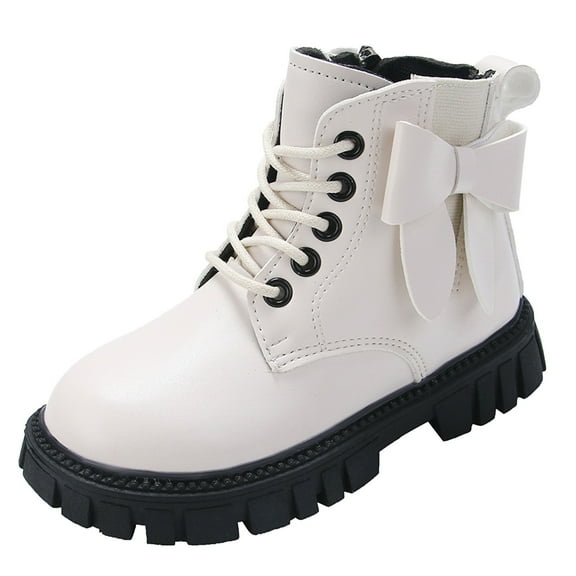 Krdevn Girls Boots - Children Shoes Heel Ankle Boots Comfortable Soft Sole Casual Boots -Toddler Boots,Cowgirl Boots,Color:White,Size:7-8 Years
