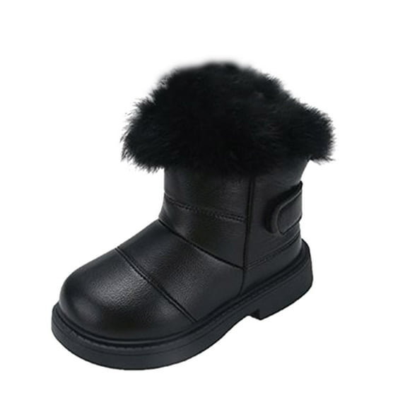 Krdevn Girls Boots - Kid Winter Shoes Outdoor School Warm Snow Boots for Boys Girls -Toddler Boots,Cowgirl Boots,Color:Black,Size:2-2.5 Years