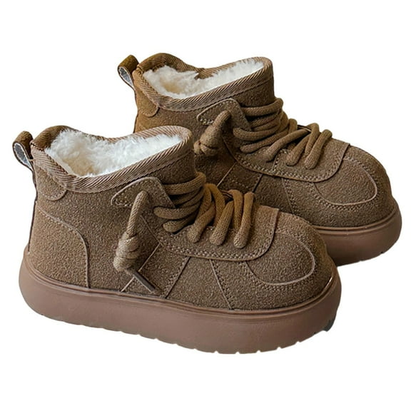 Krdevn Girls Boots - Warm Winter Snow Boots for Girls Kids Casual Shoes with Comfortable Cute Design for Daily Wear -Toddler Boots,Cowgirl Boots,Color:Brown,Size:3.5-4 Years