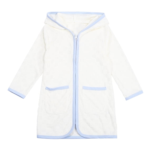 Krdevn Girls Boys Bathrobe Swim Cover Up Zip Up Hooded Long Sleeve Coverup Beach Towel Robe Kimono,10-11 Years