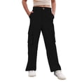 thumbnail image 1 of Krdevn Girls' Cargo Pants, High Waist Straight Leg Trousers with Utility Pockets, Comfortable Casual Everyday Wear for Kids & Teens,14-15 Years, 1 of 5