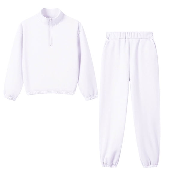 Krdevn Girls Casual Half Zip Sweatshirt Long Sleeve Top and Pants for Big Kids Youth Two Piece Outfit with Soft Comfort Fit,Kids Outfit,8-9 Years