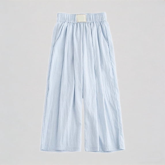 Krdevn Girls Casual Pants Wide Leg Palazzo Boho Summer Trousers for Toddler Kids Youth Comfortable Elastic Waist Lightweight Breathable,4-5 Years