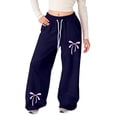 thumbnail image 1 of Krdevn Girls Casual Sweatpants with Bow Print, Baggy Fit Straight Leg Athletic Pants Lightweight with Drawstring and Pockets,11-12 Years, 1 of 9