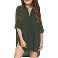 thumbnail image 1 of Krdevn Girls Chiffon Swimsuit Cover Up Casual Loose Button Down Shirt Dress for Beach Bikini Swimwear,10-11 Years, 1 of 8