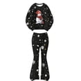 thumbnail image 1 of Krdevn Girls Christmas Outfit 2 Piece Long Sleeve Crew Neck Sweatshirt and Flared Bell Bottom Pants Set Toddler Little Kids Holiday Casual Clothing, 1 of 5
