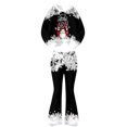 thumbnail image 1 of Krdevn Girls Christmas Outfit 2 Piece Long Sleeve Crew Neck Sweatshirt and Flared Bell Bottom Pants Set Toddler Little Kids Holiday Casual Clothing, 1 of 5