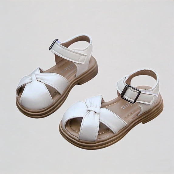 Krdevn Girls Closed Toe Sandals Adjustable Buckle Lightweight Breathable Casual Outdoor School Shoes,3.5