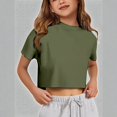 thumbnail image 1 of Krdevn Girls Crew Neck Crop Top Short Sleeve Casual Basic Summer Tee for Kids Everyday Wear,13-14 Years, 1 of 7