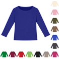 thumbnail image 1 of Krdevn Girls Crew Neck Long Sleeve T‑Shirt, Stretchy Ribbed Slim Fit Basic Casual Tops for Kids,Dark Blue,15-16 Years, 1 of 3