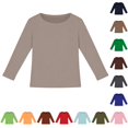 thumbnail image 1 of Krdevn Girls Crew Neck Long Sleeve T‑Shirt, Stretchy Ribbed Slim Fit Basic Casual Tops for Kids,Khaki,11-12 Years, 1 of 3