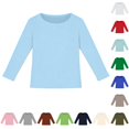 thumbnail image 1 of Krdevn Girls Crew Neck Long Sleeve T‑Shirt, Stretchy Ribbed Slim Fit Basic Casual Tops for Kids,Light Blue,9-10 Years, 1 of 3