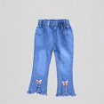 thumbnail image 1 of Krdevn Girls Denim Bottom Pants Flared Trousers for Teenage Kids Stretch Bootcut Jeans Comfortable Daily Wear Outfit,4-5 Years, 1 of 6