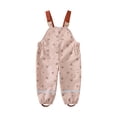 thumbnail image 1 of Krdevn Girls Ditsy Floral Rain Bib Pants Adjustable Suspenders Waterproof Windproof Reflective Stripe Rain Overalls for Toddler Kids Outdoor Play Color:Pink,Size:8-9 Years, 1 of 7