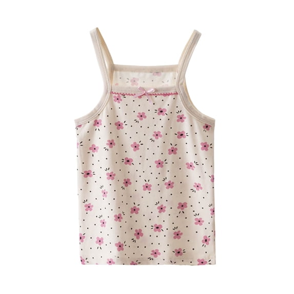 Krdevn Girls' Double Strap Tank Top, Solid Soft Breathable Sleeveless Shirt, Comfortable Casual Wear for Summer, Spring,7-8 Years